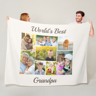 Best Grandpa 8 Photo Collage ter wereld Fleece Deken
