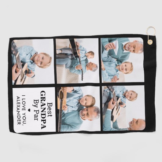 Best GRANDPA by Par - Personated 5 Photo Collage Golfhanddoek (Horizontaal)