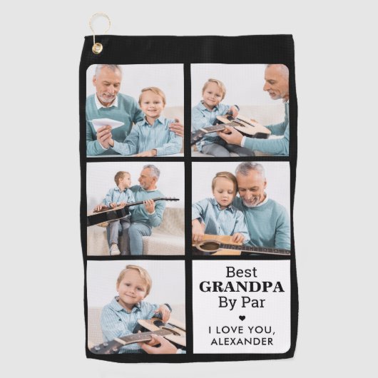 Best GRANDPA by Par - Personated 5 Photo Collage Golfhanddoek (Voorkant)
