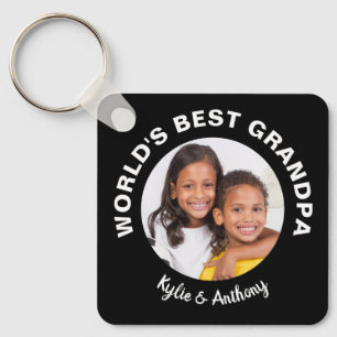 Best Grandpa Custom Photo Black Sleutelhanger