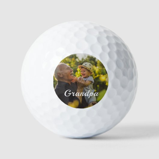Best Grandpa Ever 2 Photo Script Personalized  Golfballen (Voorkant)