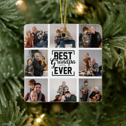 Best Grandpa Ever 8 Photo Collage Ceramic Ornament (Boom)