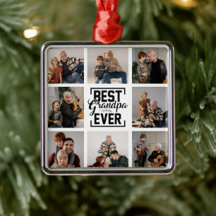 Best Grandpa Ever 8 Photo Collage Metal Ornament