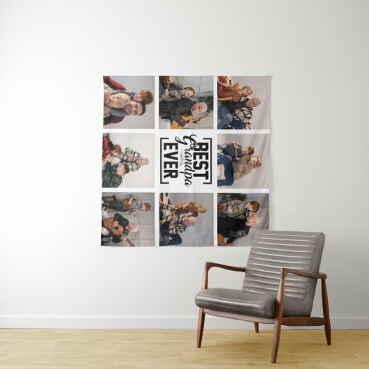 Best Grandpa Ever 8 Photo Collage Tapestry Wandkleed (In Situ (horizontaal))