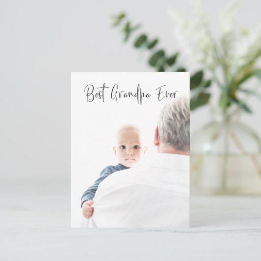 Best Grandpa Ever Custom Photo Script Moderne Briefkaart (Staand voorkant)