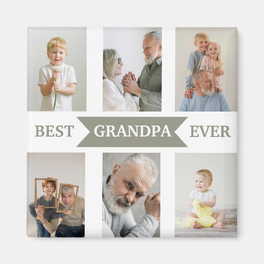 Best Grandpa Ever | Custom Photos Magnet Magneet (Voorkant)