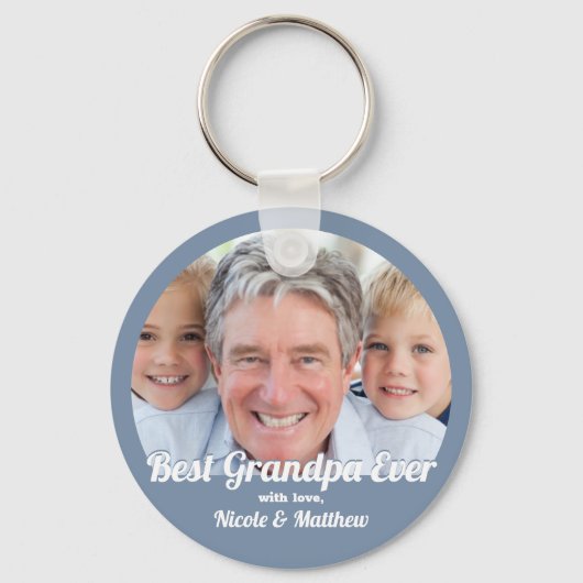Best Grandpa Ever Modern Photo Keepomwille Sleutelhanger (Voorkant)