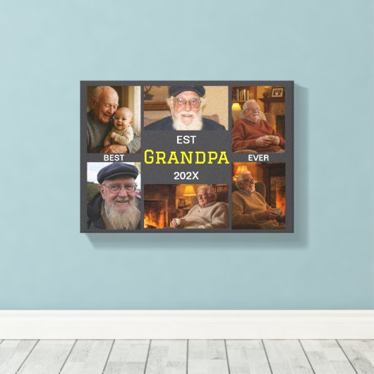 Best Grandpa Ever  – Personalized Photos Canvas Afdruk (Insitu (Houten vloer))