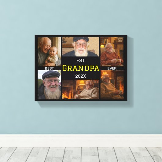 Best Grandpa Ever – Personalized Photos Canvas Afdruk (Insitu (Houten vloer))