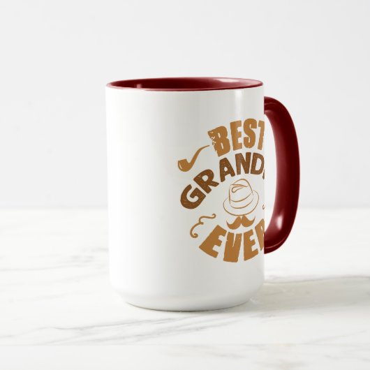 Best Grandpa Ever - Pet en Pipe Illustratie Mok (Voorkant rechts)