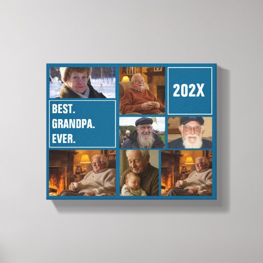 Best Grandpa Ever Photo Collage and Custom Text Canvas Afdruk (Voorkant)