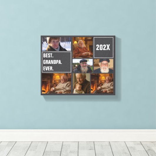 Best Grandpa Ever Photo Collage and Custom Text Canvas Afdruk (Insitu (Houten vloer))