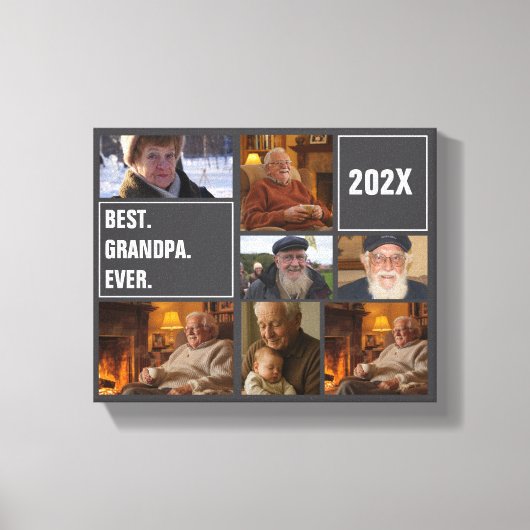 Best Grandpa Ever Photo Collage and Custom Text Canvas Afdruk (Voorkant)