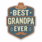 Best grandpa ever retro badge sticker (Voorkant)