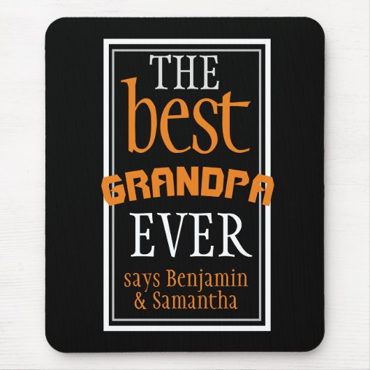 Best Grandpa Ever Typography Black Muismat (Voorkant)