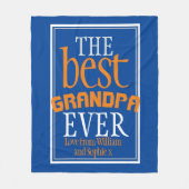 Best Grandpa Ever Typography Blue Fleece Blanket (Voorkant)