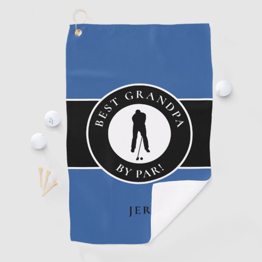 Best Grandpa Golfer Monogrammed Sports Black Blue Golfhanddoek (Insitu)