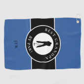 Best Grandpa Golfer Monogrammed Sports Black Blue Golfhanddoek (Horizontaal)