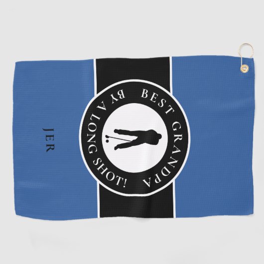 Best Grandpa Golfer Monogrammed Sports Blue Black Golfhanddoek (Horizontaal)