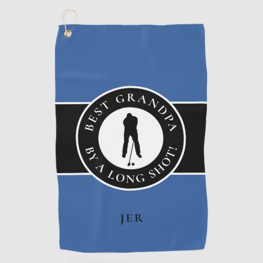 Best Grandpa Golfer Monogrammed Sports Blue Black Golfhanddoek (Voorkant)