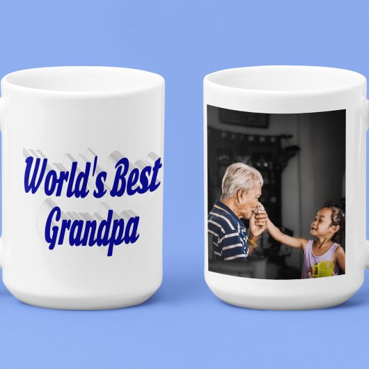 Best Grandpa photoblue text Extra Grote Beker