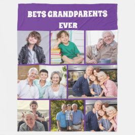 Best Grandparents Ever 8Photo Collage Chic purple Fleece Deken