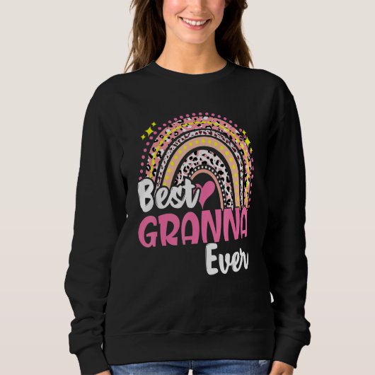 Best Granna Ever Funny Roze Leopard Rainbow Moeder Trui (Voorkant)
