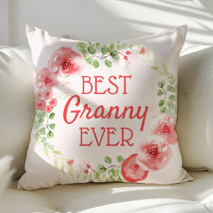 Best Granny Ever Waterverf Floral Wreath Kussen