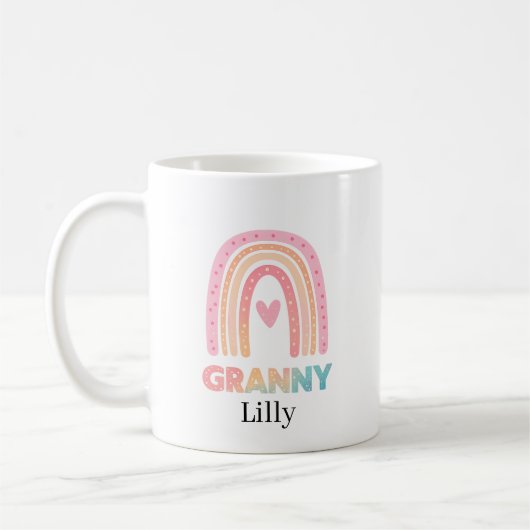 Best Granny Rainbow Mug Personalised, Gift For her (Gauche)