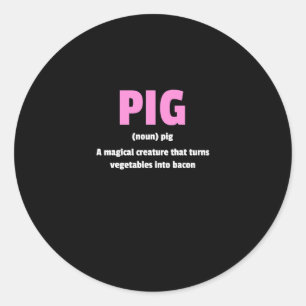 Best Hilarious Pig Bacon Definition Ronde Sticker
