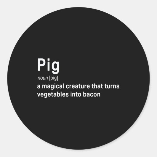 Best Hilarious Pig en Bacon Definition Fun Gift Ronde Sticker (Voorkant)