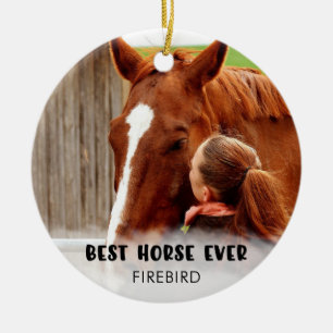 BEST HORSE OOIT Photo White Overlay, persoonlijk Keramisch Ornament