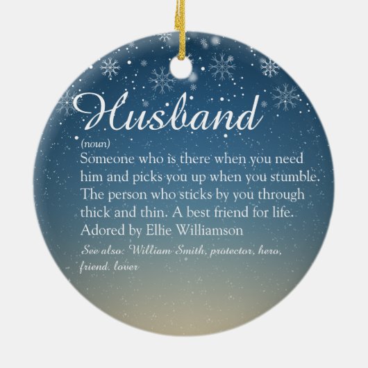 Best Husband Ever Definition Photo Snowflakes Keramisch Ornament (Achterkant)