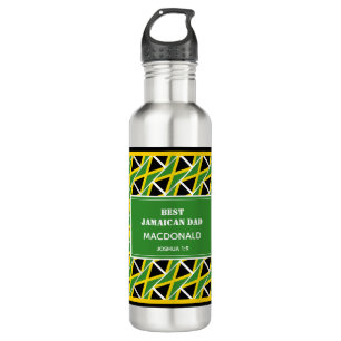 BEST JAMAICAN DAD Patriotic Flag gepersonaliseerd Waterfles