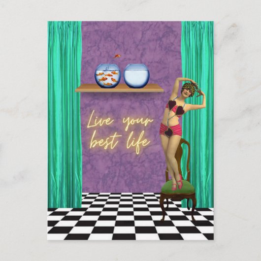 Best Life Funky  Kitsch Briefkaart (Voorkant)