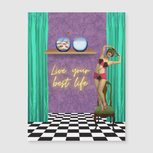 Best Life Funky Kitsch Magnetic Kaart (Voorkant)