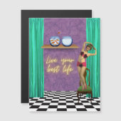 Best Life Funky Vintage Kitsch carte magnétique (Devant / Derrière)