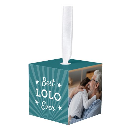 Best Lolo Ever Photo Kubus Ornament (Voorkant hoekig)