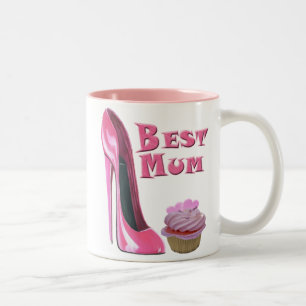 Best mager roze Stiletto-schoen en cupcake met har Tweekleurige Koffiemok