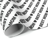 Best mam Black op White Wrapping Paper Cadeaupapier (Rol Hoek)