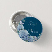 Best mam citeerde floral blue Button (Voorkant /achterkant)
