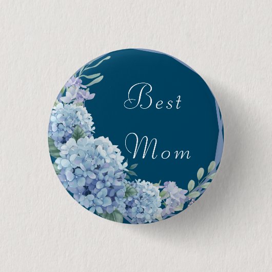 Best mam citeerde floral blue Button (Voorkant)