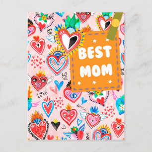 Best mam Colorful Mexican Hearts Moederdag Briefkaart