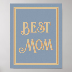 Best mam Dusty Blue Gold Typografie Poster