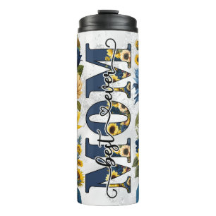 Best mam Ever Blue Yellow Floral Thermosbeker