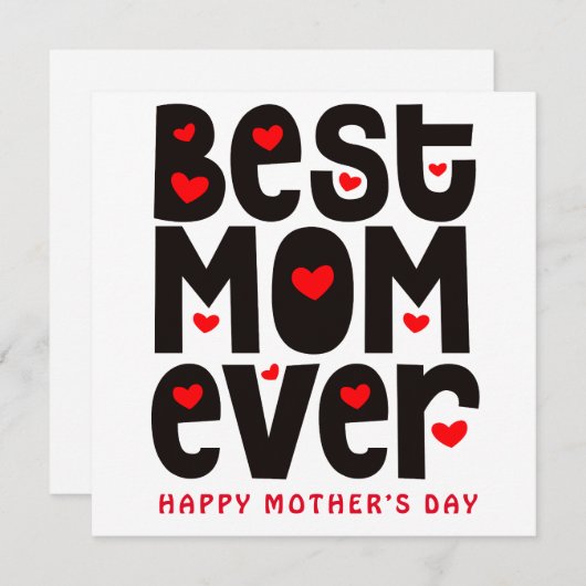 Best mam Ever Heart Moederdag Red Black White Kaart (Voorkant / Achterkant)