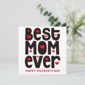 Best mam Ever Heart Moederdag Red Black White Kaart (Staand voorkant)