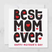 Best mam Ever Heart Moederdag Red Black White Kaart (Voorkant)