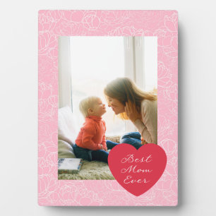 Best mam Ever Heart Photo Floral Fotoplaat