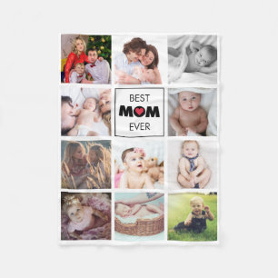 Best mam Ever Moderne Cute Photo Collage Custom Fleece Deken